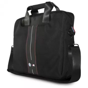 Geantă pentru laptop BMW 16 inch, neagră, nailon, dungă roșie