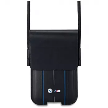 Husă pentru telefon BMW Blue Stripes, neagră