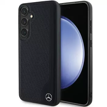 Mercedes-Benz husă rigidă din piele Debossed Line MagSafe pentru Samsung Galaxy S24+ (SM-S926) - negru