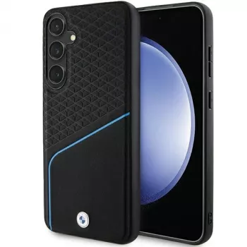 BMW Signature husă rigidă din piele texturată și Line MagSafe pentru Samsung Galaxy S24, negru