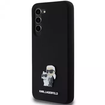 Husă rigidă Karl Lagerfeld KLHCS23MSMHKCNPK pentru Samsung Galaxy S23+ S916, silicon, neagră, pin metalic Karl & Choupette