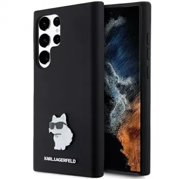 Karl Lagerfeld KLHCS23LSMHCNPK S23 Ultra S918 husă rigidă din silicon negru Choupette Metal Pin