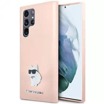 Karl Lagerfeld KLHCS23LSMHCNPP S23 Ultra S918 husă din silicon roz Choupette Metal Pin