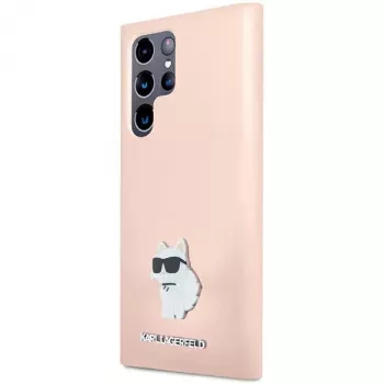 Karl Lagerfeld KLHCS23LSMHCNPP S23 Ultra S918 husă din silicon roz Choupette Metal Pin