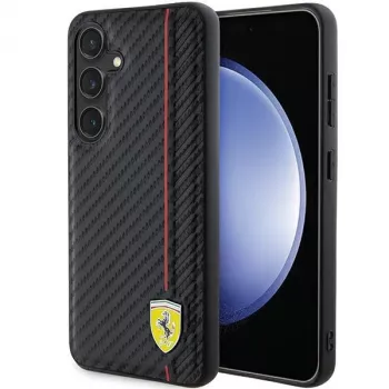 Ferrari FEHCS24SN3DUR S24 S921 husă rigidă neagră cu model carbon imprimat pentru Samsung Galaxy S24