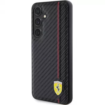 Ferrari FEHCS24SN3DUR S24 S921 husă rigidă neagră cu model carbon imprimat pentru Samsung Galaxy S24