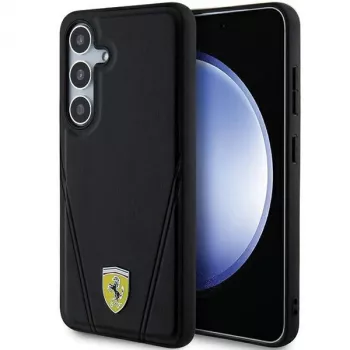 Ferrari FEHMS24MP3BAK husă rigidă Hot Stamp V Lines MagSafe pentru Samsung Galaxy S24+ (negru)