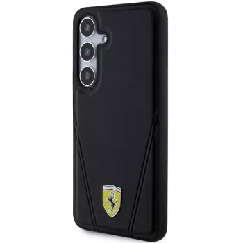 Ferrari FEHMS24MP3BAK husă rigidă Hot Stamp V Lines MagSafe pentru Samsung Galaxy S24+ (negru)