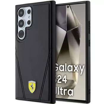 Ferrari FEHMS24LP3BAK husă rigidă pentru Samsung Galaxy S24 Ultra, negru, Hot Stamp V Lines, MagSafe