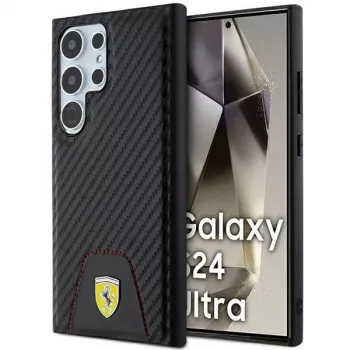 Ferrari FEHCS24LN3PUK husă rigidă pentru Samsung Galaxy S24 Ultra, Carbon Stitched Bottom, negru