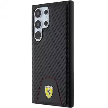 Ferrari FEHCS24LN3PUK husă rigidă pentru Samsung Galaxy S24 Ultra, Carbon Stitched Bottom, negru