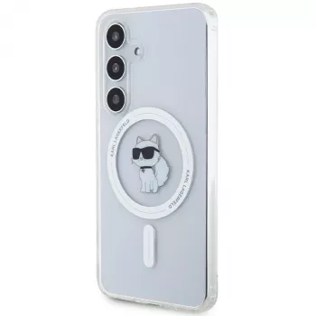 Karl Lagerfeld KLHMS24SHFCCNOT husă rigidă pentru Samsung Galaxy S24, transparentă, MagSafe, design Choupette