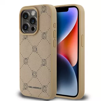 Capac spate Karl Lagerfeld KLHMP15XPGKHPHE pentru iPhone 15 Pro Max 6,7 inch bej MagSafe Karl Heads