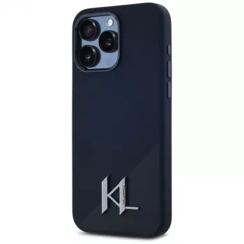 Husă MagSafe KARL LAGERFELD Silicone Shadow Metal Initial pentru iPhone 15 Pro, neagră