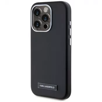 Husă MagSafe Karl Lagerfeld Metal Plate pentru iPhone 15 Pro Max, neagră
