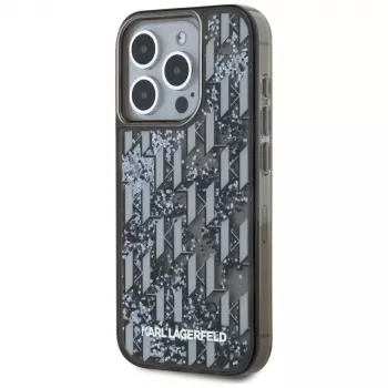 Husă Karl Lagerfeld Liquid Glitter Monogram Gradient pentru iPhone 15 Pro Max, neagră