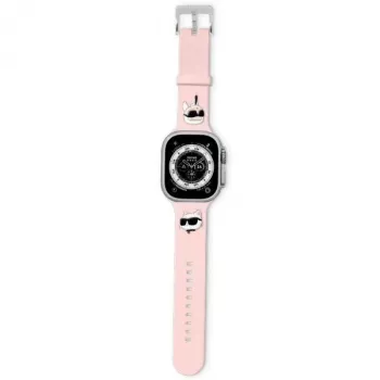 Curea de ceas Karl Lagerfeld 3D Rubber Karl & Choupette Heads pentru Apple Watch 38/40/41mm, roz