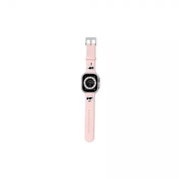 Curea Karl Lagerfeld 3D Rubber Karl & Choupette Heads pentru Apple Watch 42/44/45/49mm, roz