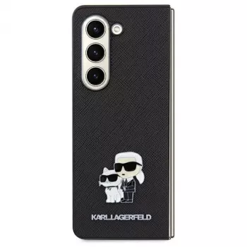 Husă rigidă Karl Lagerfeld KLHCSA35SAKCNPK A35 A356, neagră Saffiano, Karl & Choupette Pin pentru Samsung Galaxy A35 5G