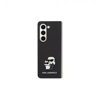 Husă rigidă Karl Lagerfeld KLHCSA35SAKCNPK A35 A356, neagră Saffiano, Karl & Choupette Pin pentru Samsung Galaxy A35 5G