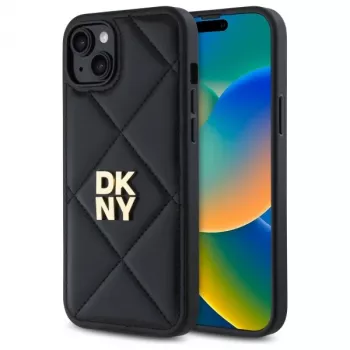 Husă DKNY DKHCP15MPQDSLK Quilted Stack Logo pentru iPhone 15 Plus 6,7