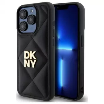 Husă spate DKNY DKHCP15LPQDSLK Quilted Stack Logo pentru Apple iPhone 15 Pro 6,1 neagră