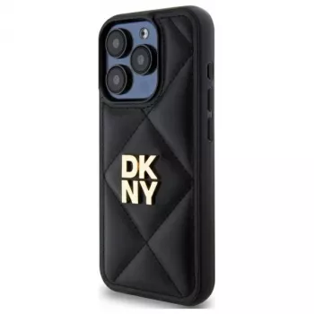 Husă spate DKNY DKHCP15LPQDSLK Quilted Stack Logo pentru Apple iPhone 15 Pro 6,1 neagră