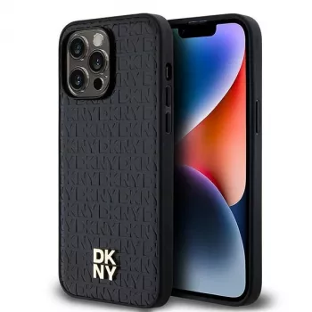 DKNY DKHMP14XPSHRPSK iPhone 14 Pro Max 6.7 Hardcase piele Monogram Pattern Metal Logo MagSafe negru