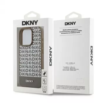Husă rigidă DKNY DKHMP15XPSOSPW, piele cu model imprimat, logo metalic, MagSafe pentru iPhone 15 Pro Max 6,7
