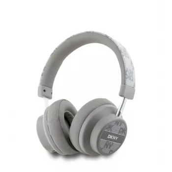 Căști Bluetooth wireless over-ear DKNY cu model în carouri V5.3, bej
