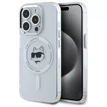Husă Karl Lagerfeld KLHMP15XHLSCHH IML Metal Choupette Head MagSafe pentru iPhone 15 Pro Max 6,7 inch, albă