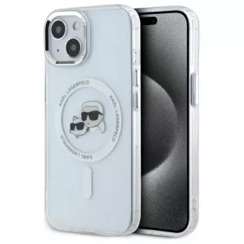 Husă Karl Lagerfeld KLHMP15SHLSKCH pentru Apple iPhone 15 6,1 inch, Karl & Choupette Head MagSafe, albă