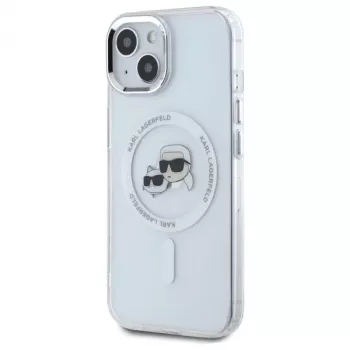 Husă Karl Lagerfeld KLHMP15SHLSKCH pentru Apple iPhone 15 6,1 inch, Karl & Choupette Head MagSafe, albă