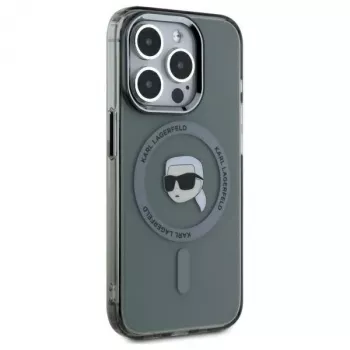 Husă Karl Lagerfeld KLHMP15LHLSKIK pentru Apple iPhone 15 Pro 6,1 inch, IML Metal Karl Head MagSafe, neagră