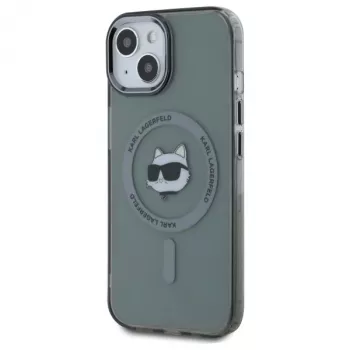 Husă rigidă Karl Lagerfeld KLHMP15SHLSCHK pentru iPhone 15 6,1 inch neagră Metal Choupette Head MagSafe