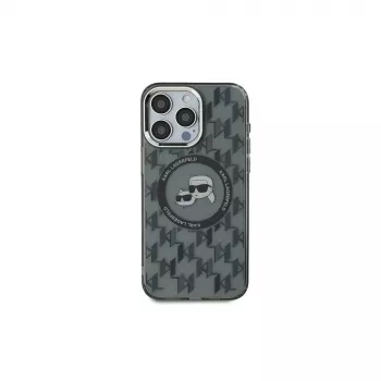 Husă Karl Lagerfeld KLHMP15MHMCKMHK pentru iPhone 15 Plus 6,7 inch, IML Monogram Karl & Choupette Head MagSafe, neagră
