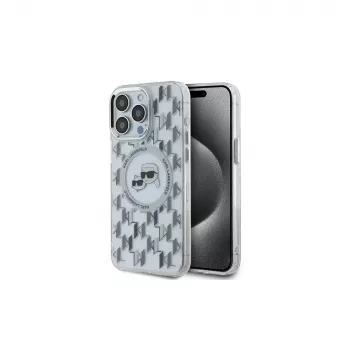 Husă Karl Lagerfeld KLHMP15LHMCKMHT pentru iPhone 15 Pro 6,1 inch transparentă IML Monogram Karl & Choupette Head MagSafe