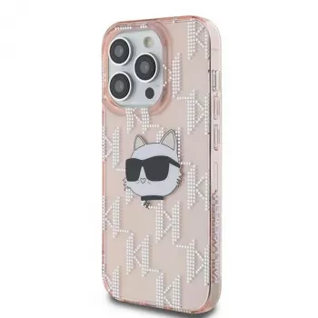 Karl Lagerfeld KLHCP14XHKLPCHP Husă rigidă IML Choupette Head & Monogram roz pentru iPhone 14 Pro Max 6,7 inch