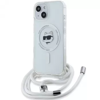 Karl Lagerfeld KLHMP13MHCCHNT Husă rigidă transparentă IML Choupette Head & Cord MagSafe pentru iPhone 13 / 14 / 15 6,1 inch