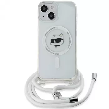 Karl Lagerfeld KLHMP13MHCCHNT Husă rigidă transparentă IML Choupette Head & Cord MagSafe pentru iPhone 13 / 14 / 15 6,1 inch