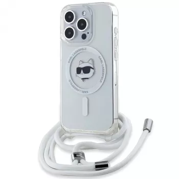 Karl Lagerfeld KLHMP15XHCCHNT Husă rigidă transparentă IML Choupette Head & Cord MagSafe pentru iPhone 15 Pro Max 6,7 inch
