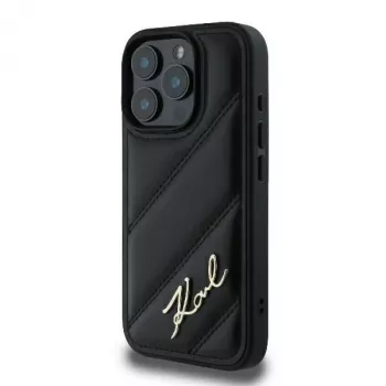 Karl Lagerfeld Husă rigidă Quilted Signature pentru iPhone 16 Pro, neagră