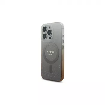 Guess Husă MagSafe IML Glitter Gradient pentru Apple iPhone 16 Pro (maro)