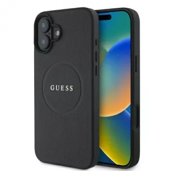 Guess GUHMP16SPGHSMMK Husă rigidă MagSafe Grained Gold Ring pentru Apple iPhone 16 6,1