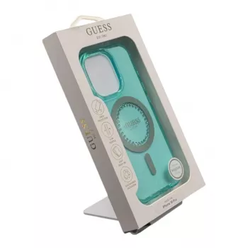 Guess GUHMP16LPFTDTEN iPhone 16 Pro 6,3 inch carcasă rigidă IML Rhinestones MagSafe verde