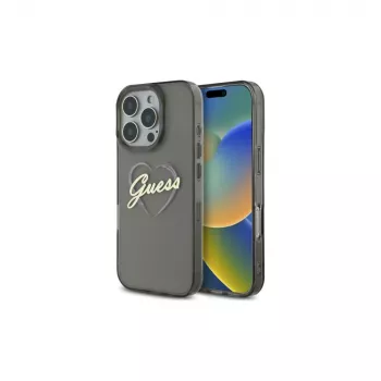 Guess GUHCP16LHCHGSPK carcasă rigidă pentru Apple iPhone 16 Pro 6,3 inch negru IML Heart