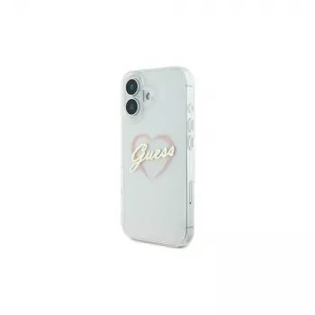 Guess GUHCP16MHCHGSPT carcasă rigidă pentru Apple iPhone 16 Plus, transparent, model IML Heart