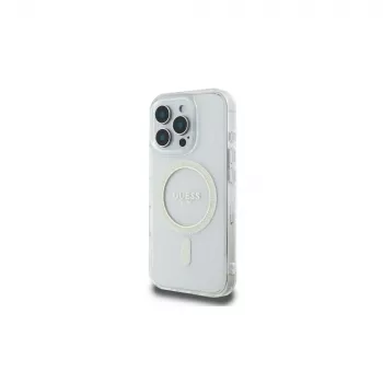 Guess GUHMP16LHFGERET iPhone 16 Pro 6,3 inch transparent carcasă rigidă IML Glitter Circle MagSafe