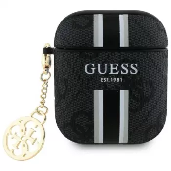 Guess GUA2P4RPSK husă AirPods 1/2 negru 4G Printed Stripes Charm