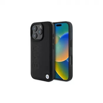 BMW Signature Collection carcasă rigidă pentru Apple iPhone 16 Pro Max 6,9 inch piele naturală negru ștanțare la cald MagSafe
